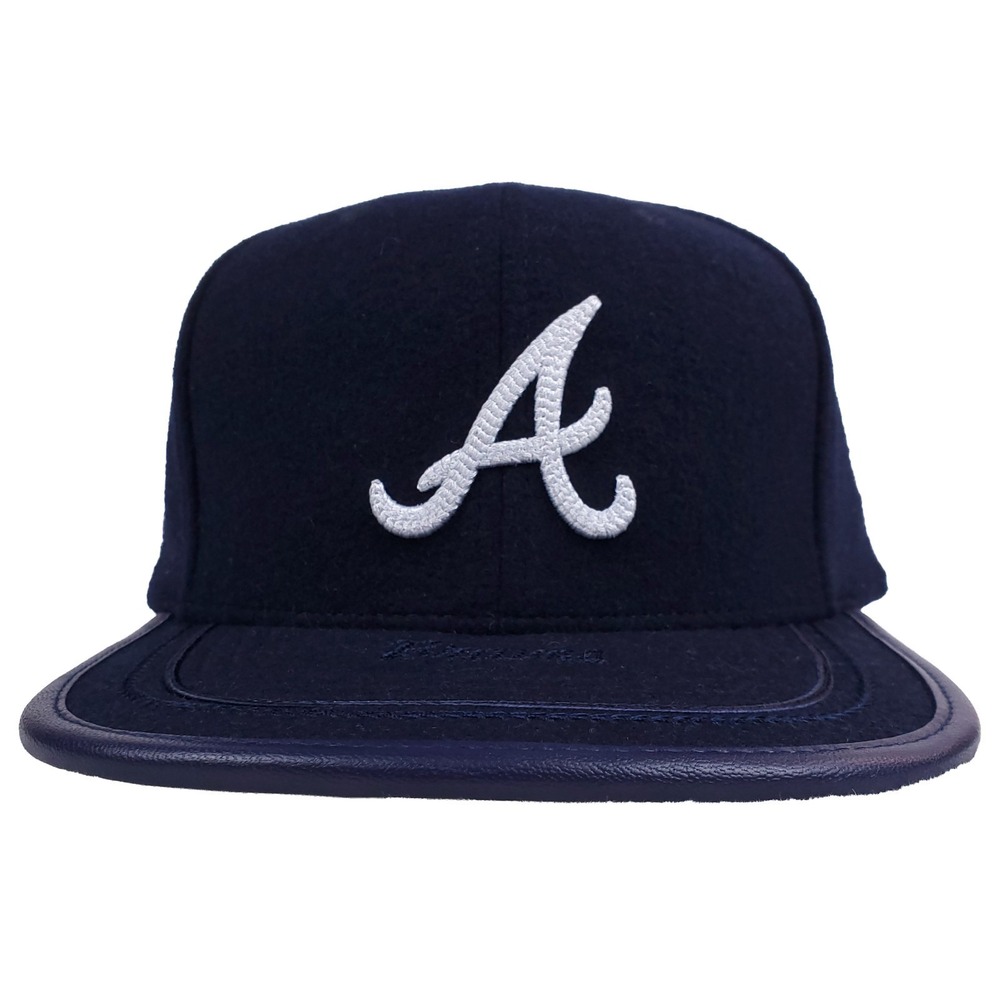 Atlanta Braves Mitchell & Ness‎ MLB Snapback Hat Cap 3D Logo Navy Wool NWT